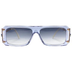 New Vintage Cazal 185 Translucent Blue Frame 1980's Sunglasses