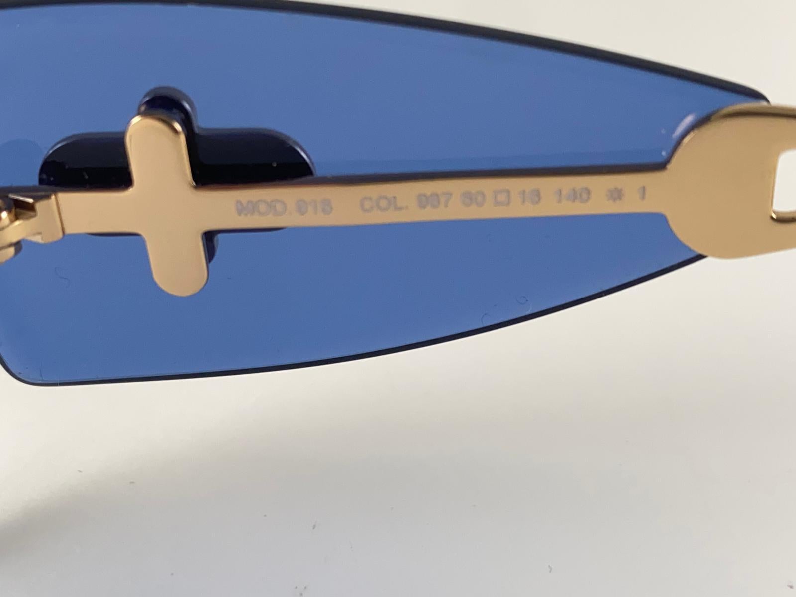 New Vintage Cazal 648 Gold and Blue Rimless Frame 1990's