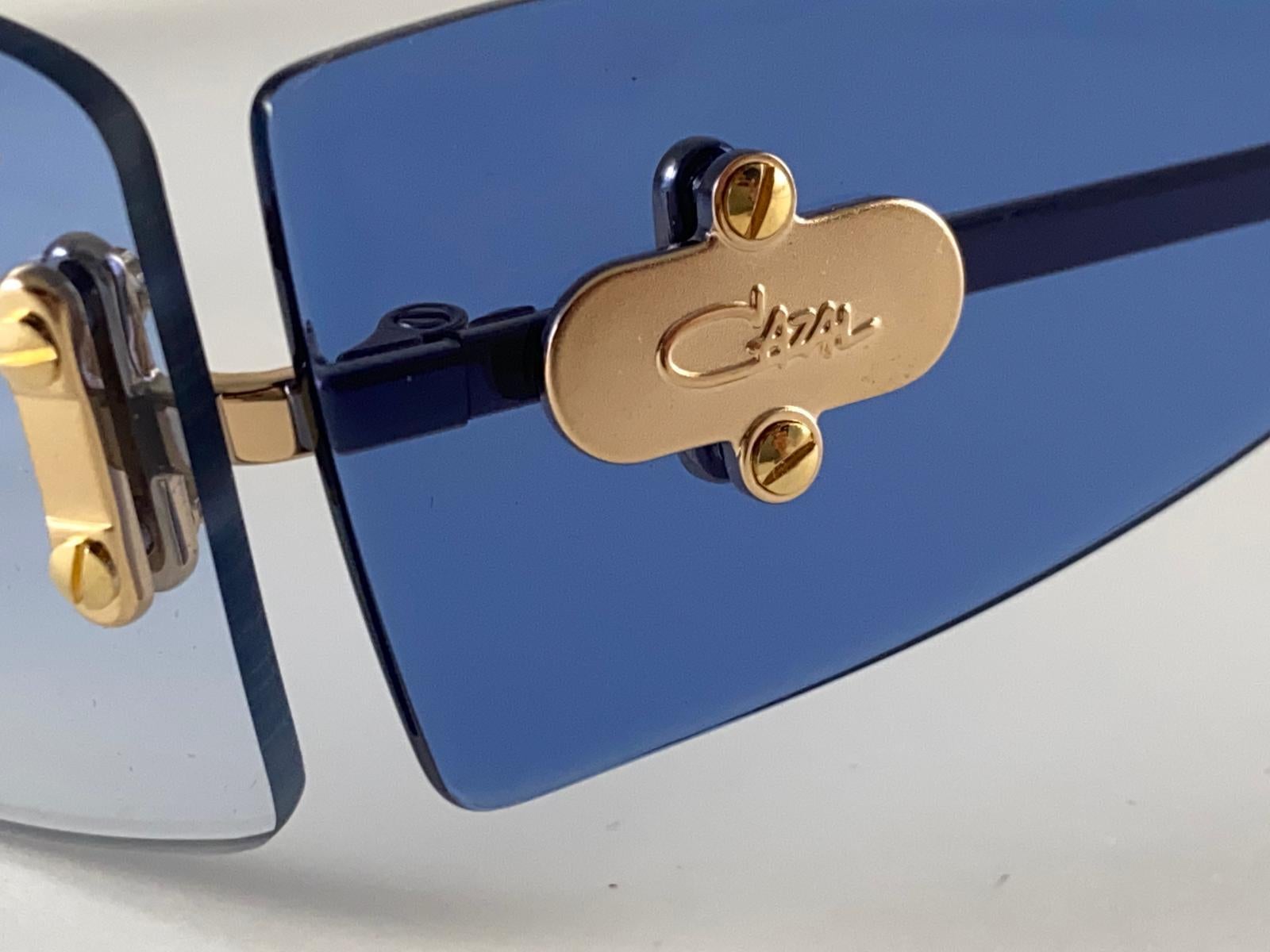 New Vintage Cazal 648 Gold and Blue Rimless Frame 1990's