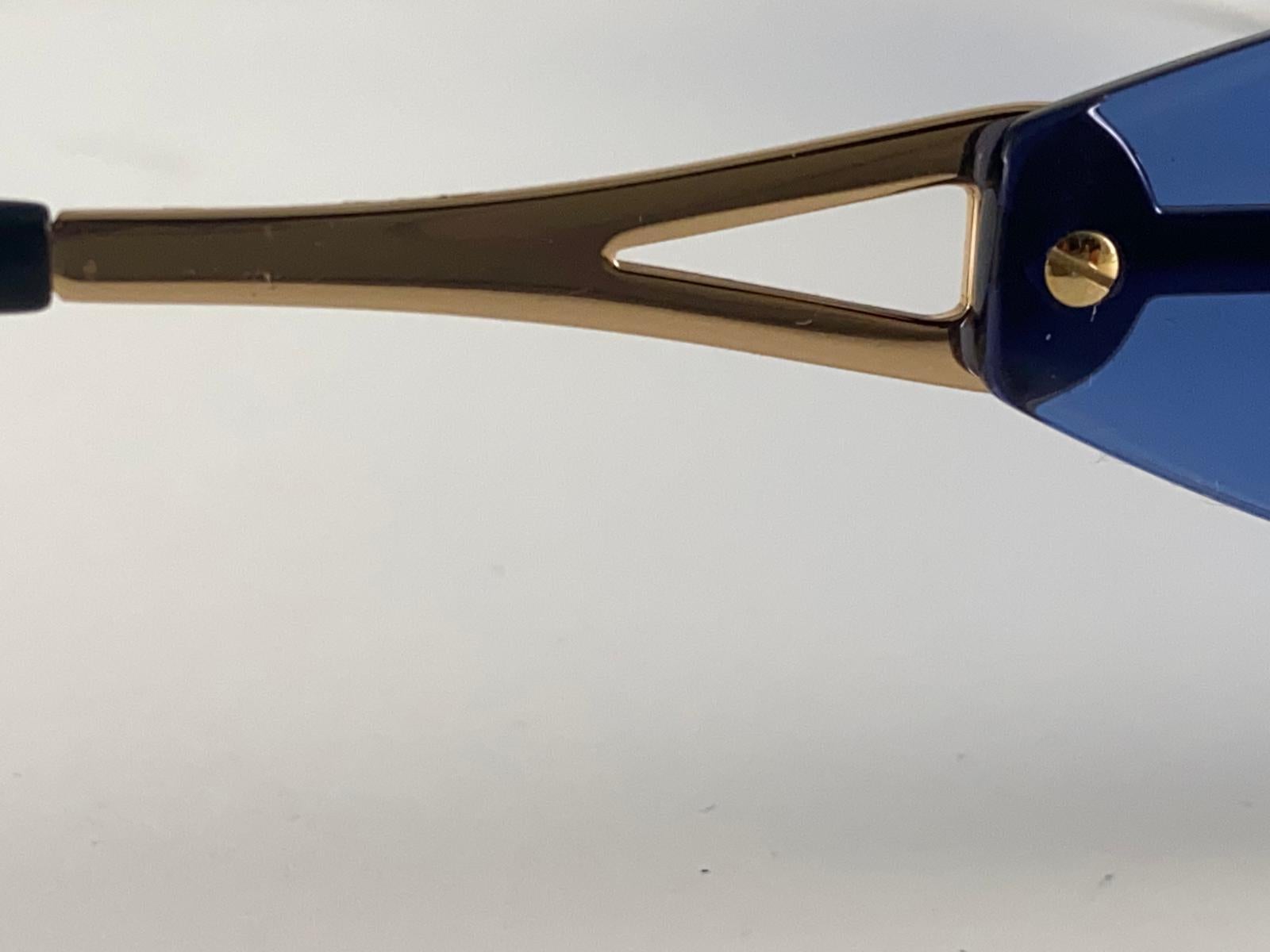 New Vintage Cazal 648 Gold and Blue Rimless Frame 1990's