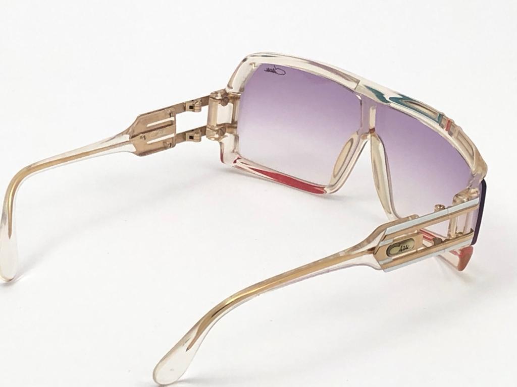 Nuevo Vintage Cazal 858 253 Gafas de sol con montura translúcida, artículo de coleccionista de los años 80 5