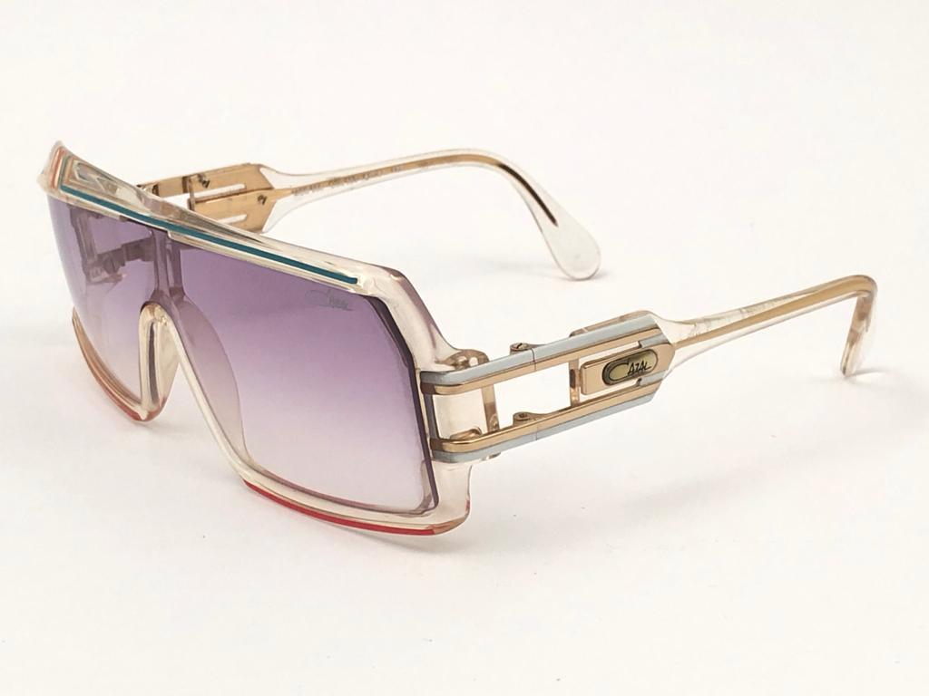 New Vintage Cazal 858 253 Translucent Frame Collectors Item 1980's Sunglasses For Sale 3