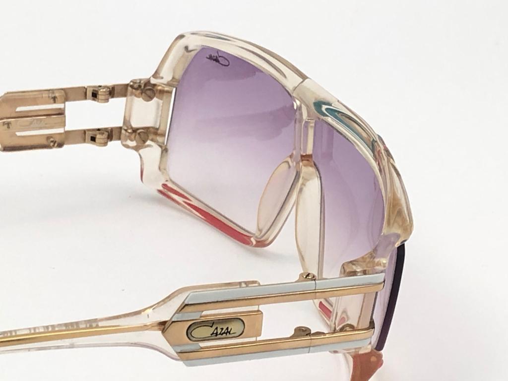 New Vintage Cazal 858 253 Translucent Frame Collectors Item 1980's Sunglasses In Excellent Condition For Sale In Baleares, Baleares