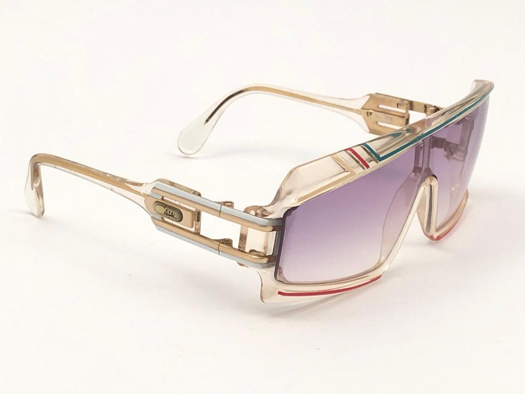 Men's New Vintage Cazal 858 253 Translucent Frame Collectors Item 1980's Sunglasses For Sale