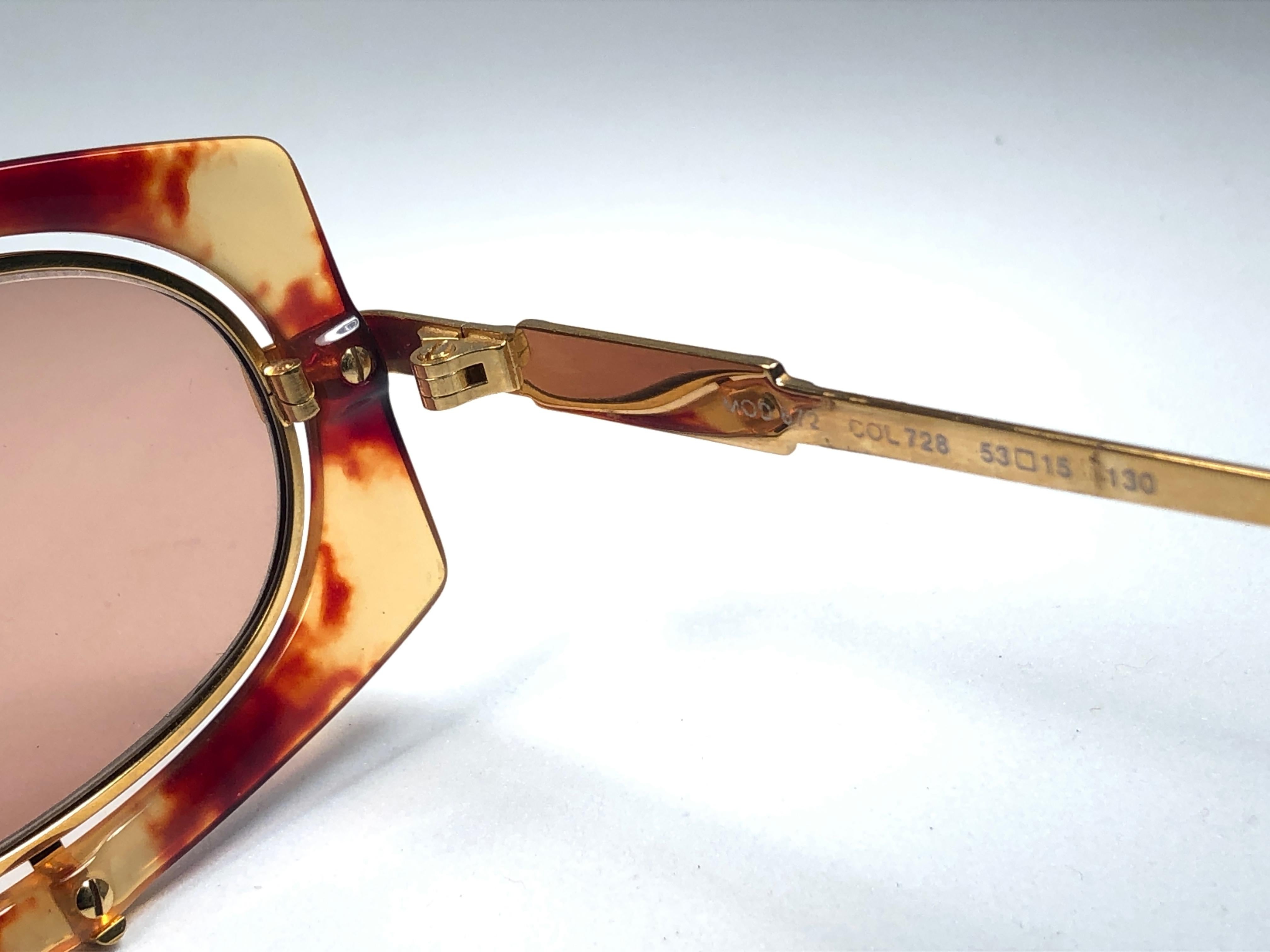 New Vintage Cazal 872 728  Tortoise Gold Frame 1980's Sunglasses In New Condition For Sale In Baleares, Baleares