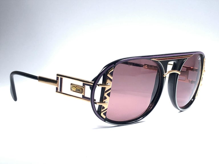 New Vintage Cazal 875 758 Purple Gold Frame 1980's Sunglasses at 1stDibs