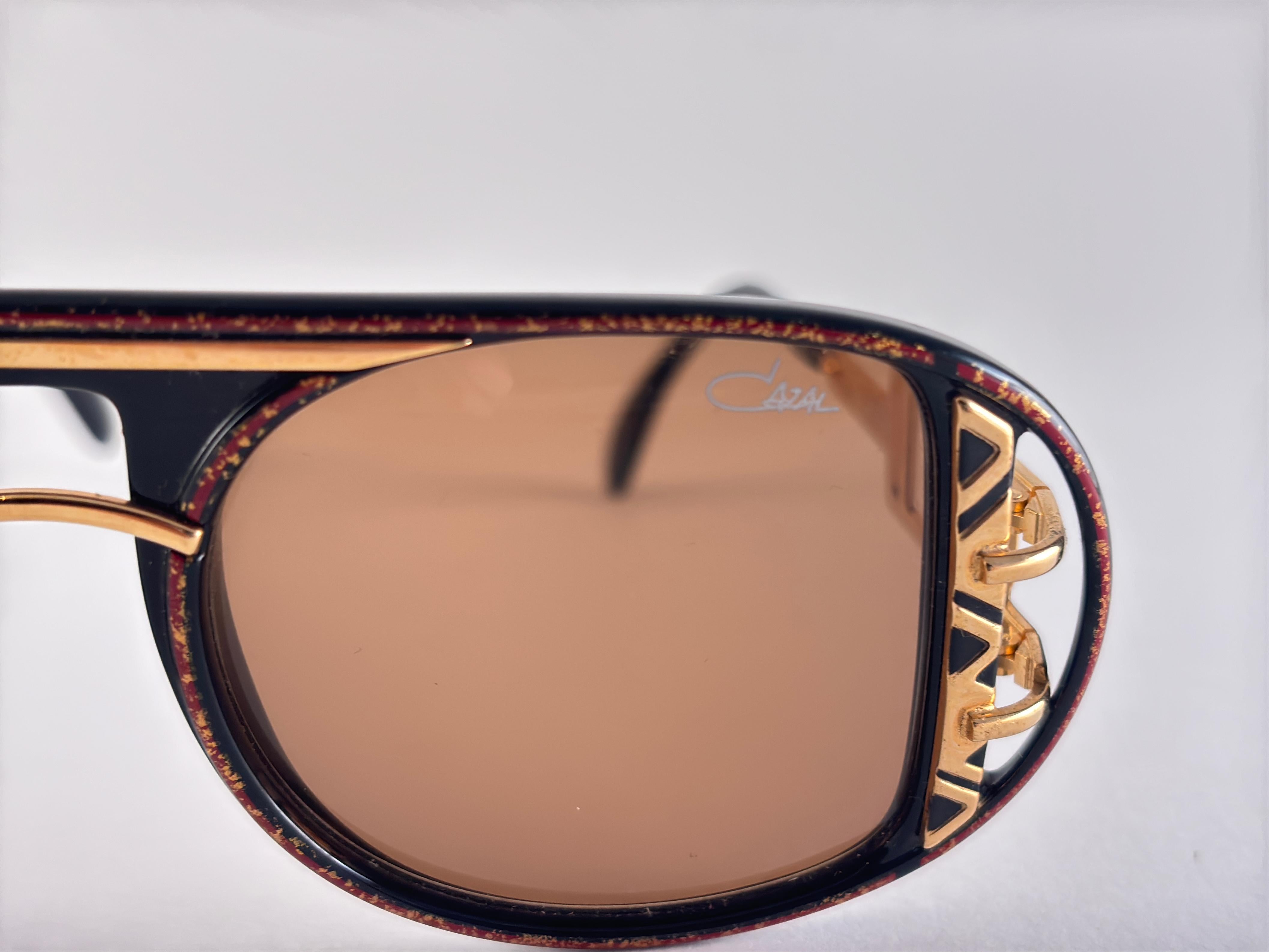 Neu Vintage Cazal 875 759  Braun & Gold Frame 1980's Sonnenbrille im Angebot 2