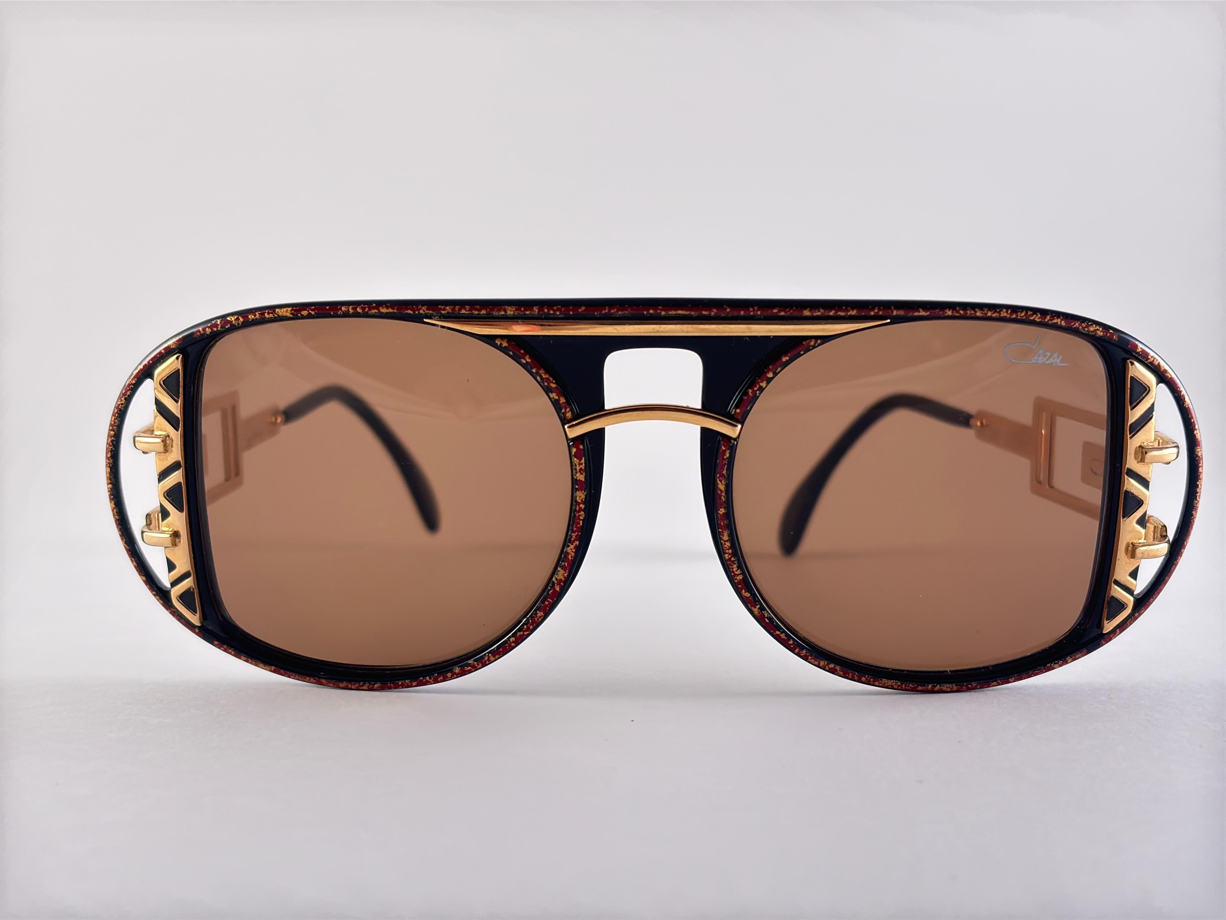 Neu Vintage Cazal 875 759  Braun & Gold Frame 1980's Sonnenbrille im Angebot 4