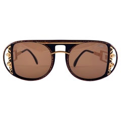 New Vintage Cazal 875 759  Brown & Gold Frame 1980's Sunglasses
