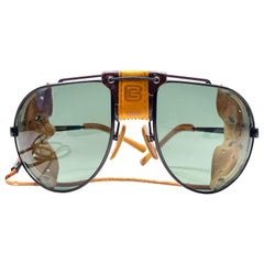 Neu Vintage Cebe Dakar Aviator schwarz-grüne Brille, Miles Davis 1980 Sonnenbrille  