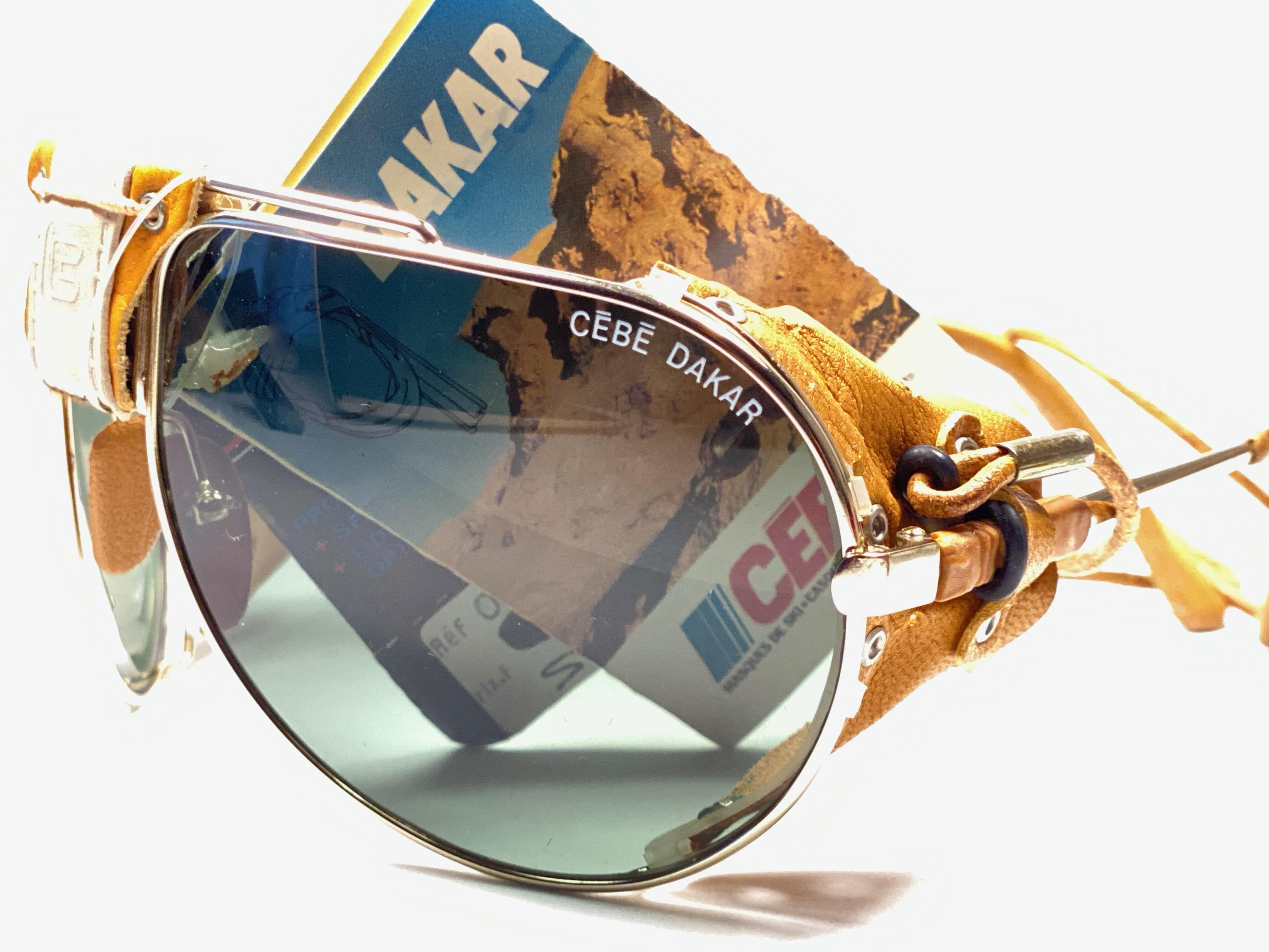 Brown New Vintage Cebe Dakar Aviator Green Lenses, Miles Davis 1980's Sunglasses  