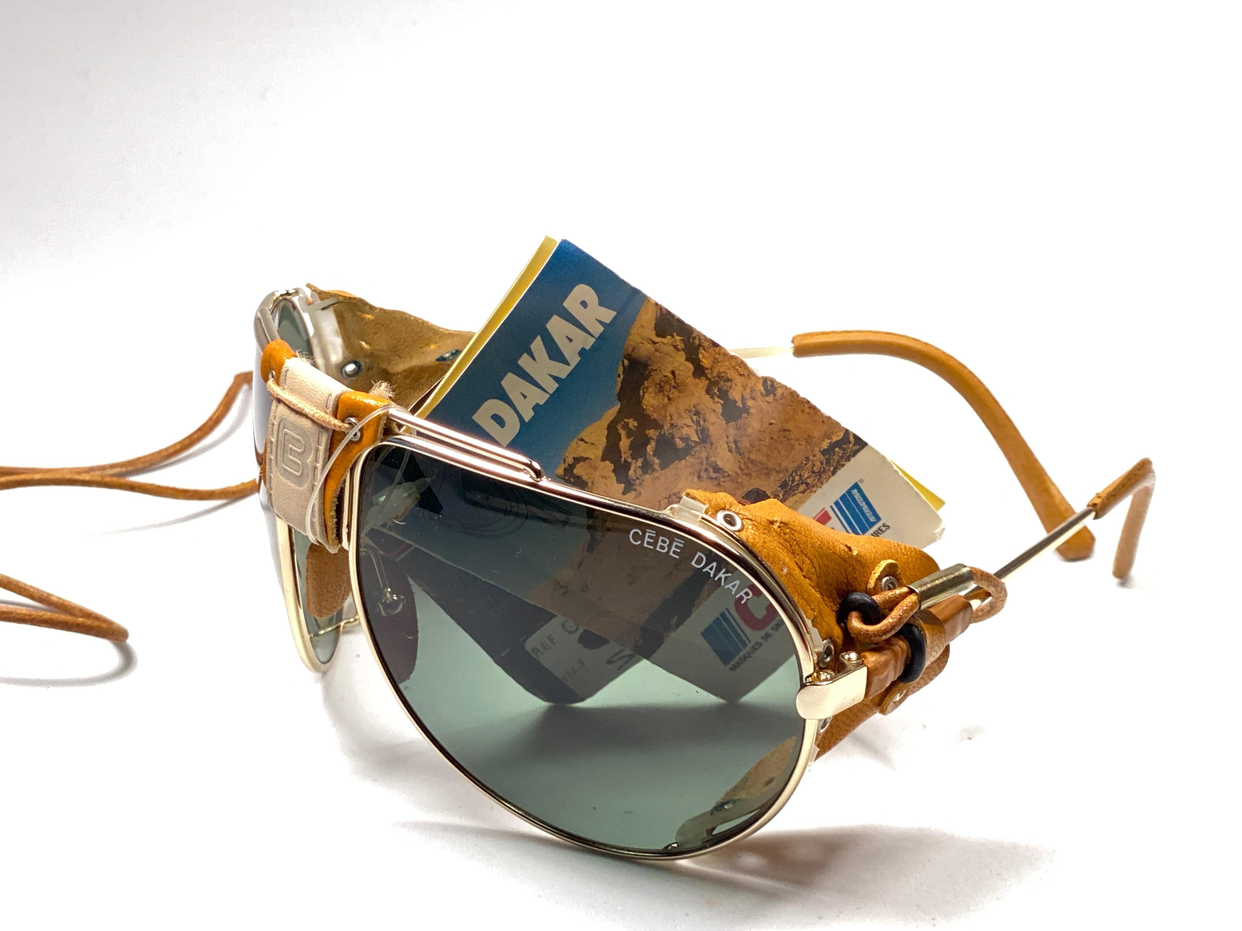 New Vintage Cebe Dakar Aviator Green Lenses, Miles Davis 1980's Sunglasses   In Excellent Condition In Baleares, Baleares