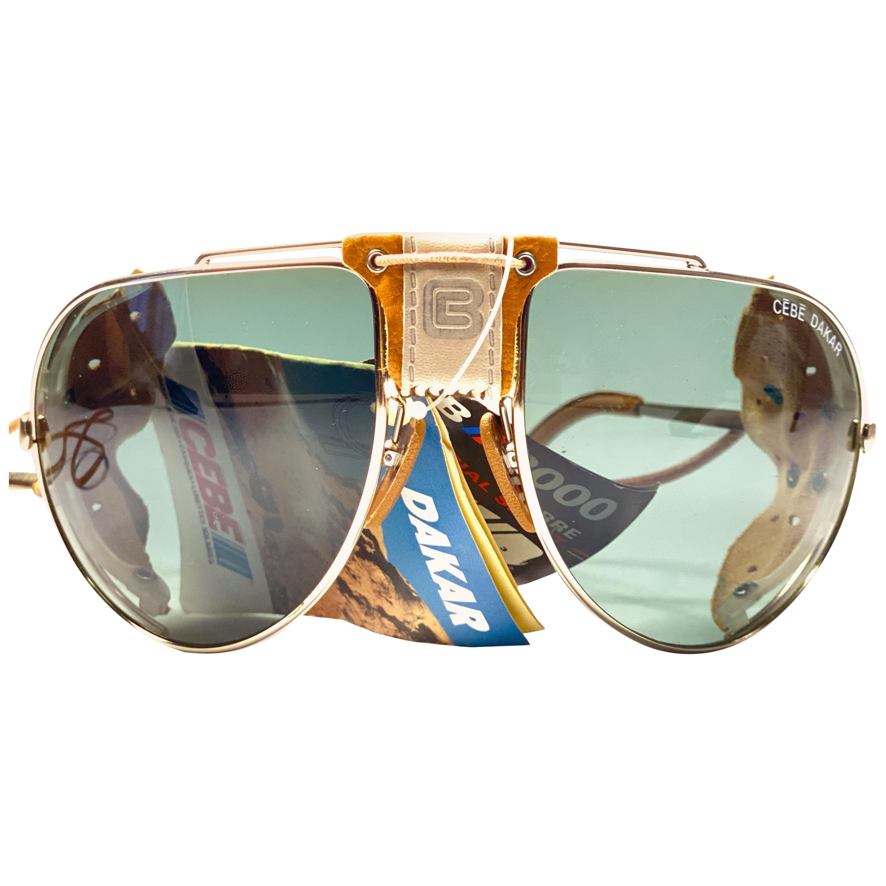 New Vintage Cebe Dakar Aviator Green Lenses, Miles Davis 1980's Sunglasses  at 1stDibs
