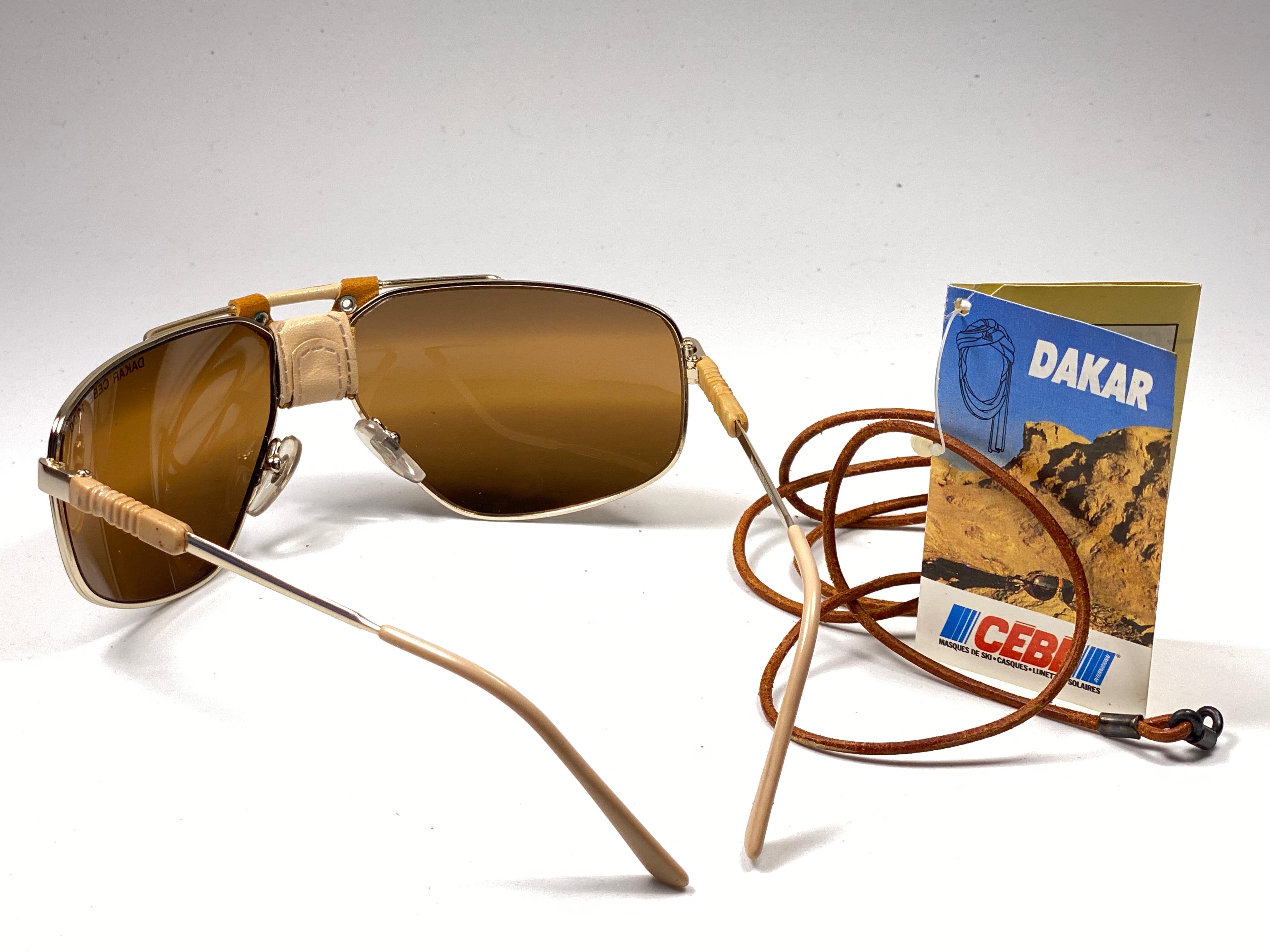 Brown New Vintage Cebe Dakar Doubl Gradient Gold Lens, Miles Davis 1980's Sunglasses  