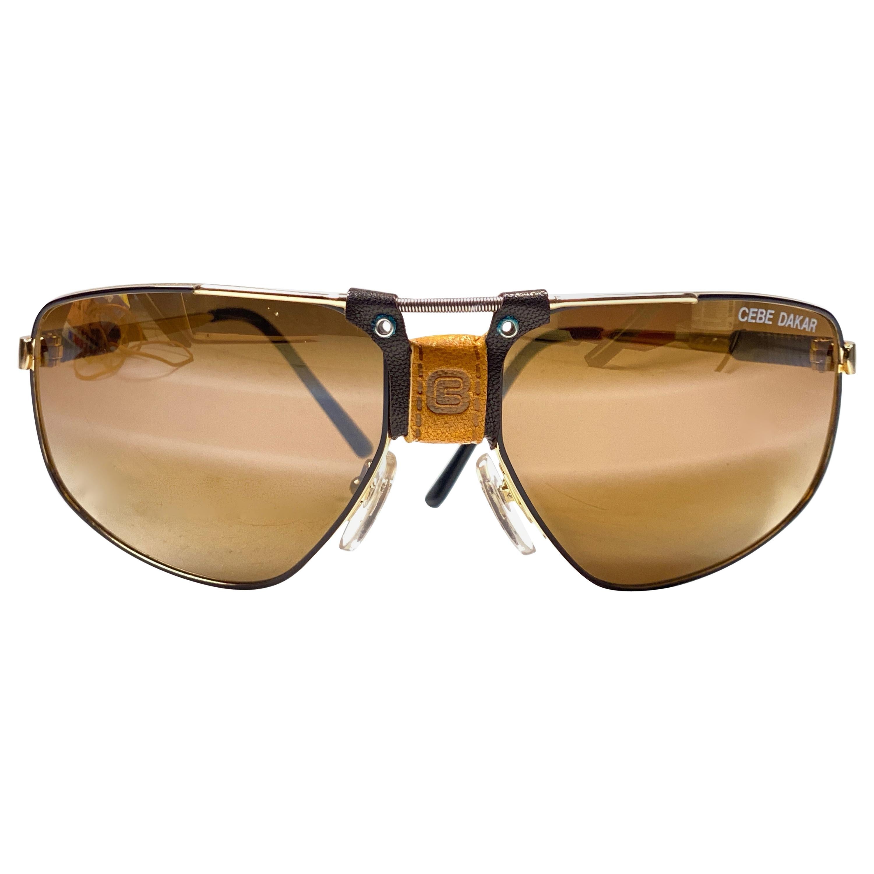 New Vintage Cebe Dakar Gold Lens, Miles Davis 1980's Sunglasses  