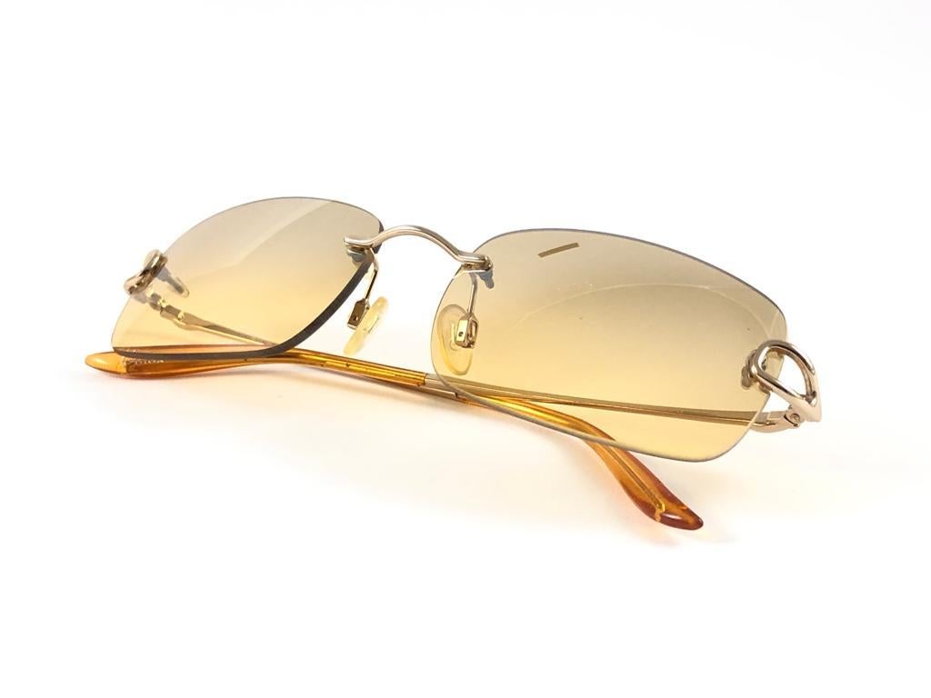 New Vintage Celine Dion Rimless Gold Frame Sunglasses Y2K 3