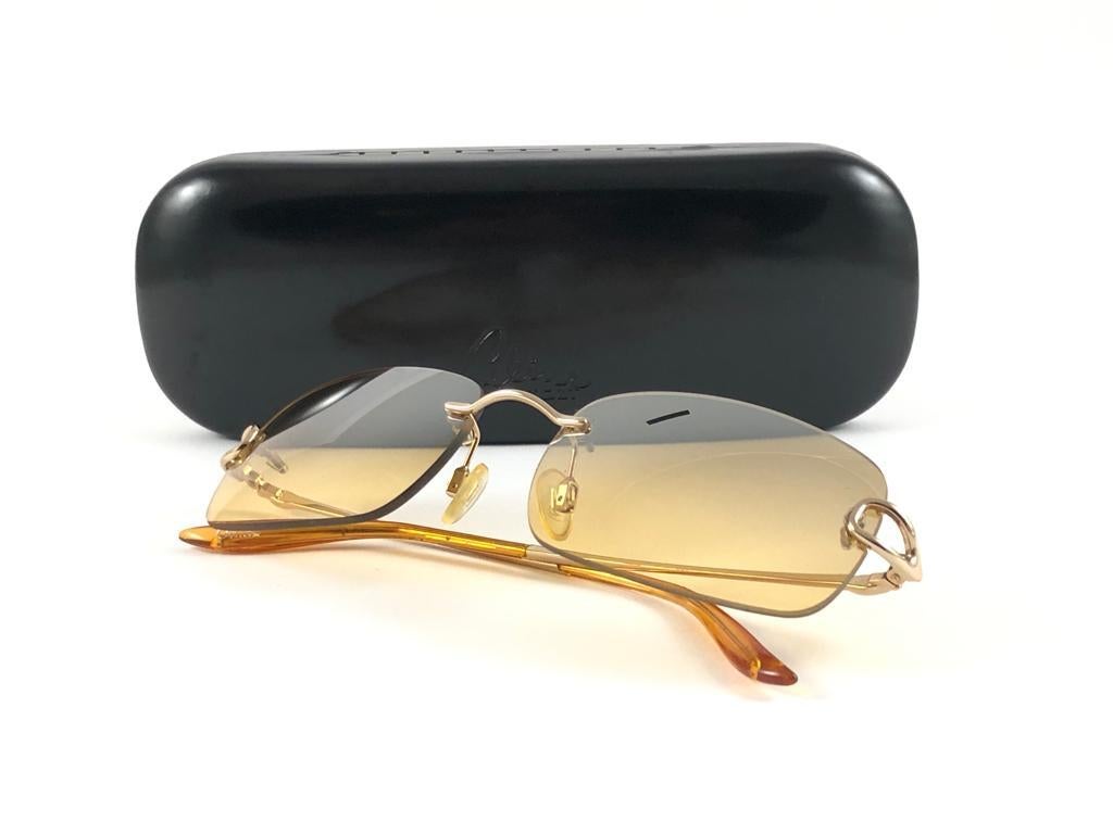 New Vintage Celine Dion Rimless Gold Frame Sunglasses Y2K For Sale 4