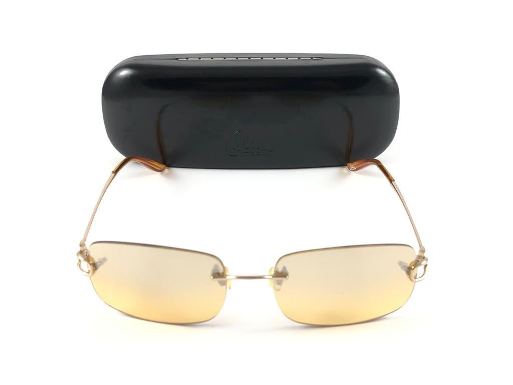 New Vintage Celine Dion Rimless Gold Frame Sunglasses Y2K Neuf à Baleares, Baleares