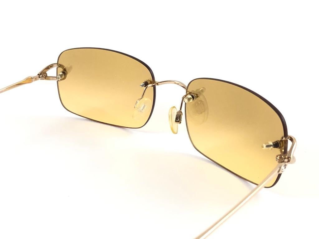 New Vintage Celine Dion Rimless Gold Frame Sunglasses Y2K For Sale 1