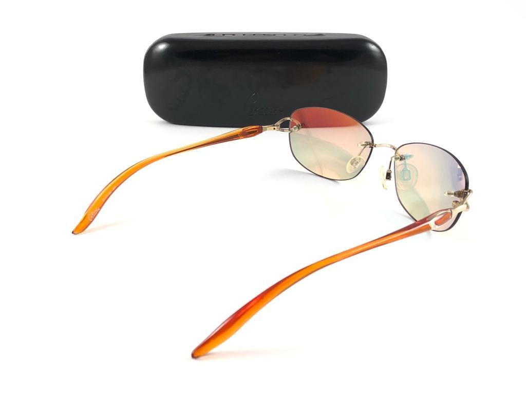 New Vintage Celine Dion Rimless Iridescent Lenses Sunglasses Y2K 3