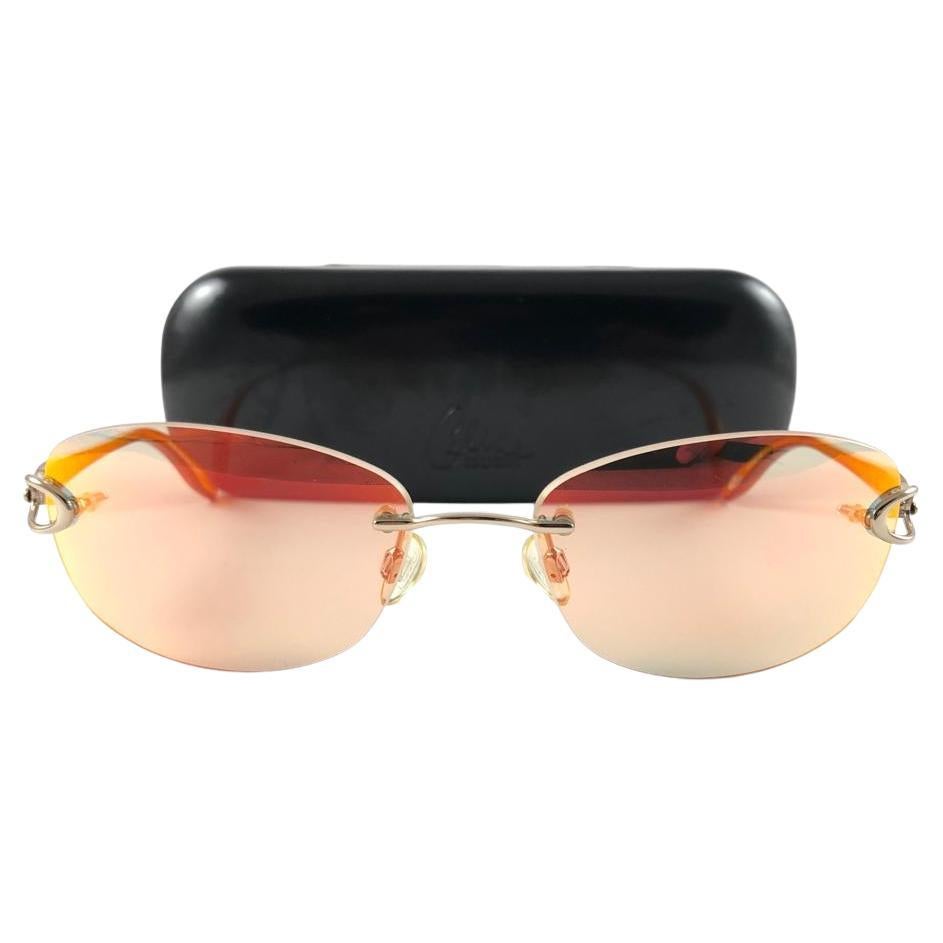 New Vintage Celine Dion Rimless Iridescent Lenses Sunglasses Y2K