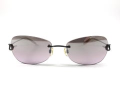 New Vintage Celine Dion Rimless Metallic Dark Grey Frame Sunglasses Y2K