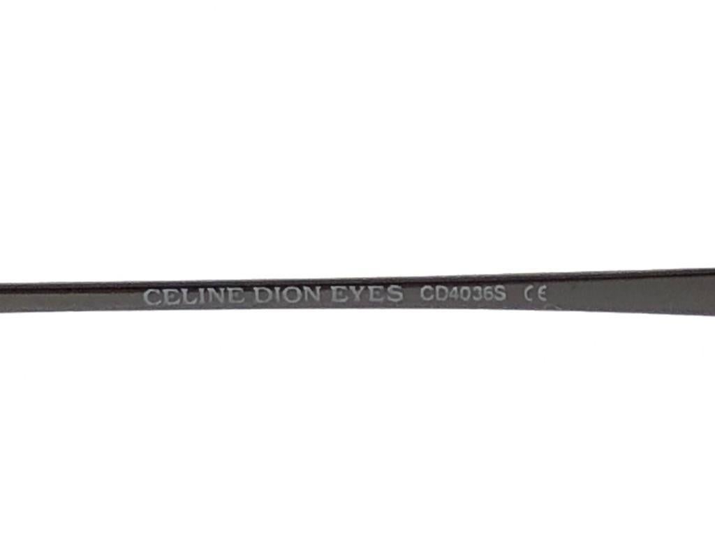 Women's New Vintage Celine Dion Rimless Metallic Dark Grey Frame Sunglasses Y2K For Sale