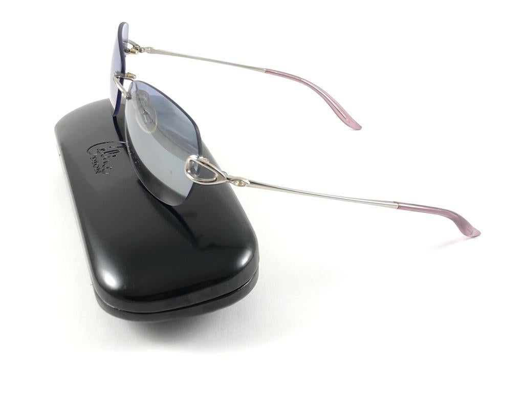 Vintage Celine Dion Randlose Silberrahmen-Sonnenbrille Y2K im Angebot 1
