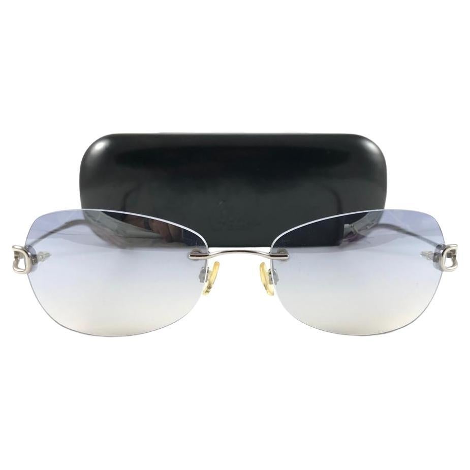New Vintage Celine Dion Rimless Silver Frame Sunglasses Y2K