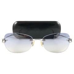 New Vintage Celine Dion Rimless Silver Frame Sunglasses Y2K