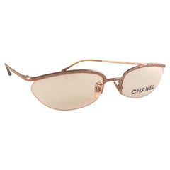 New Vintage Chanel 2016 Metallic Pink Cat Eyed Frame Sunglasses Italy Y2K