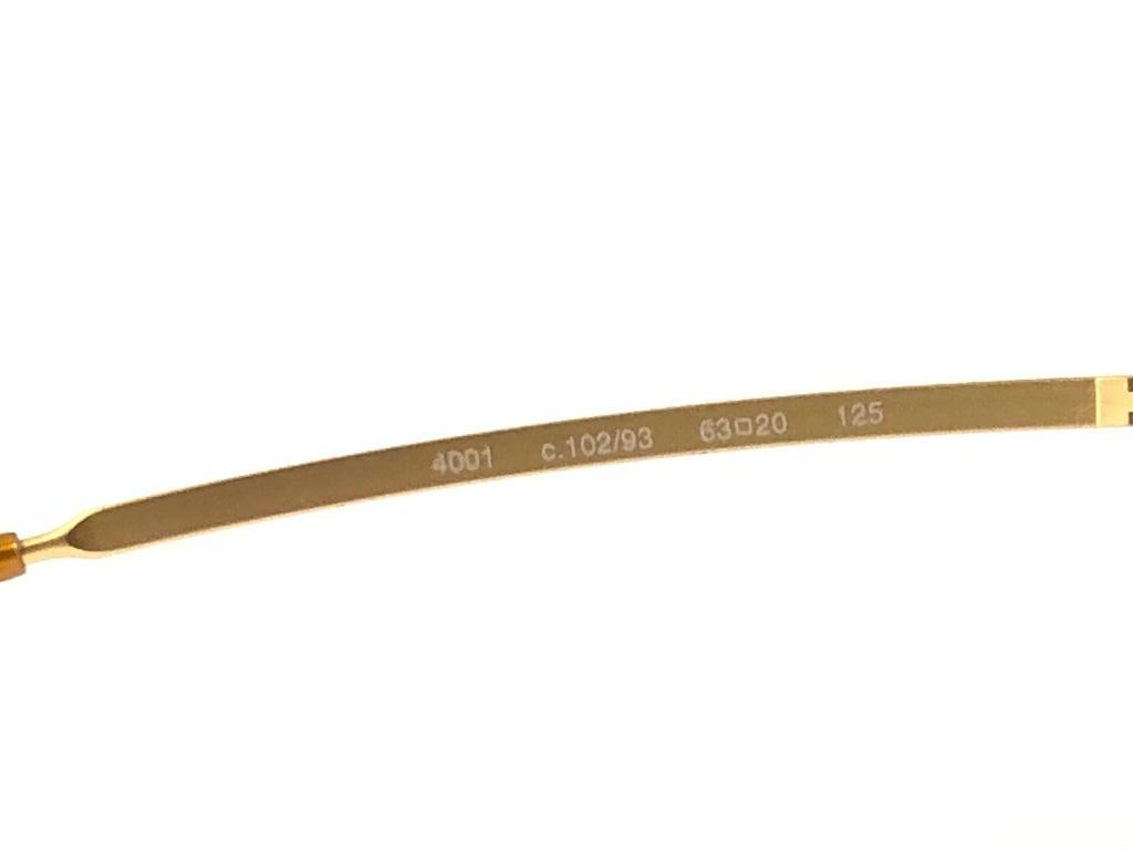 Ovale Vintage Chanel 4001 Gold-Sonnenbrille mit halber Rahmen, hergestellt in Italien, Y2K 2