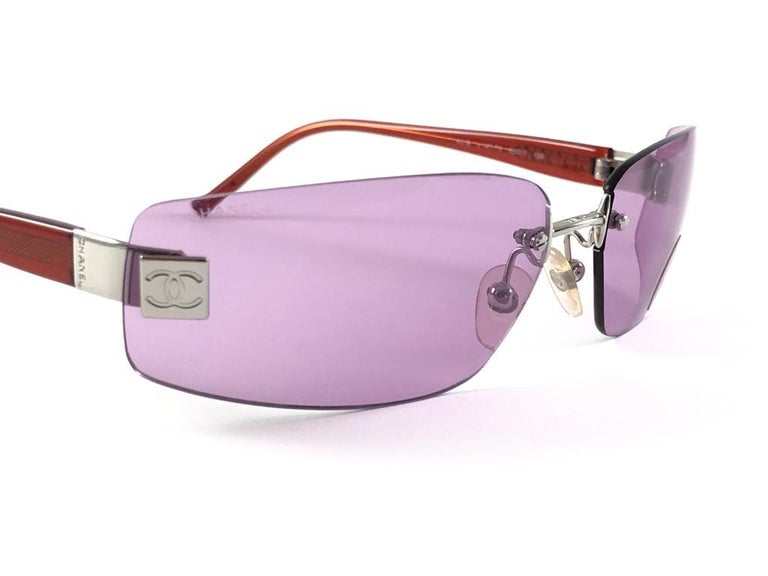 CHANEL パープルレンズ サングラス ケース付き　4018 シャネル サングラス ケース付き