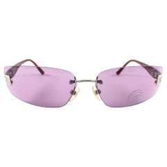 New Vintage Chanel 4018 Rimless Purple Lenses Sunglasses Made In Italy Y2K