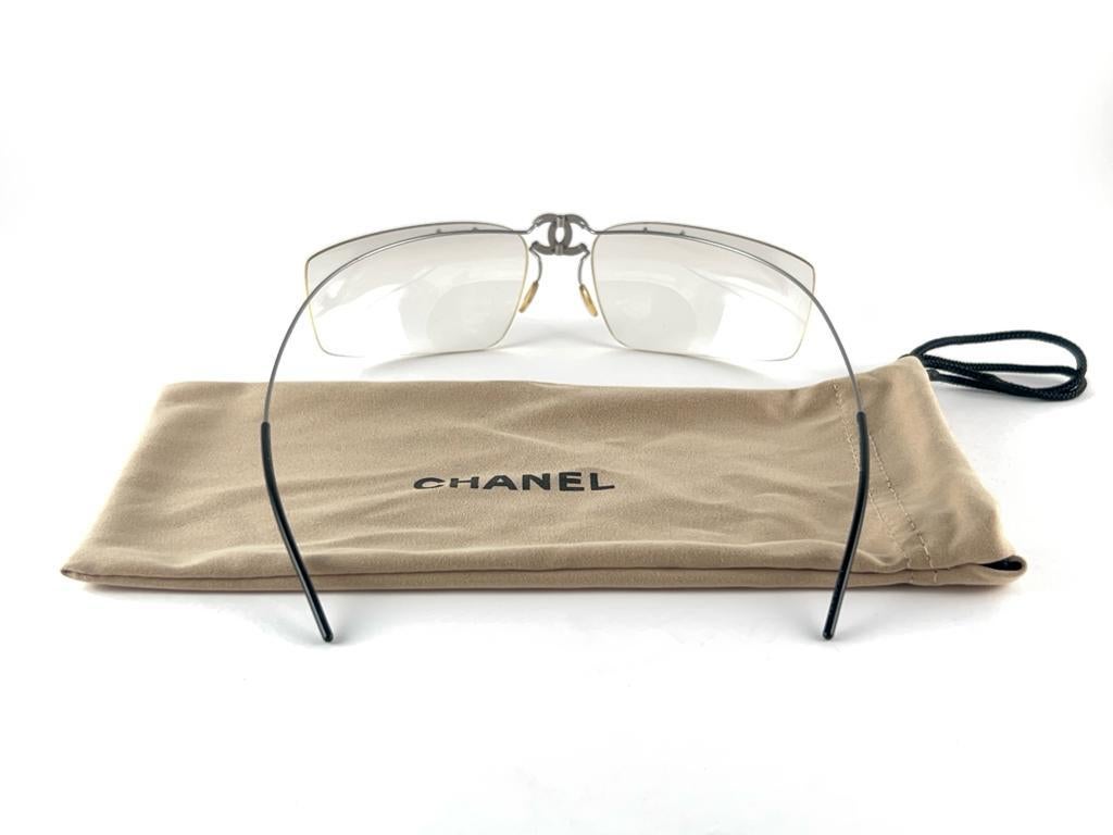 New Vintage Chanel 4032 Rimless & foldable Frame Sunglasses Made In Italy Y2K 5