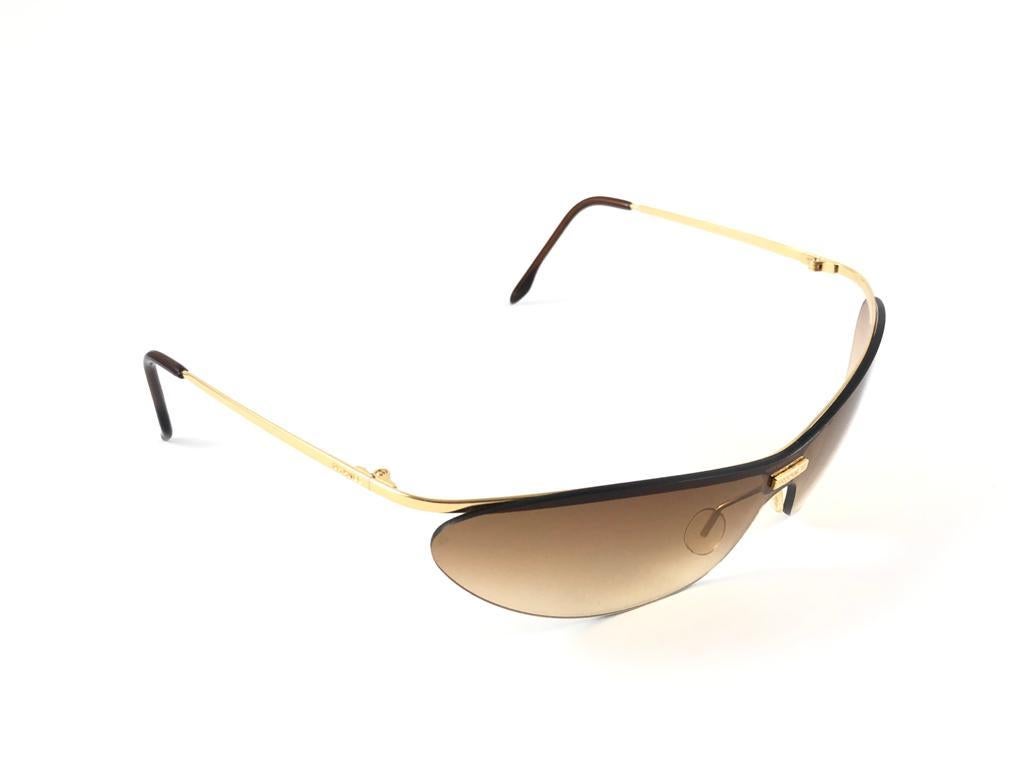 New Vintage Chanel 4042 Gold Half Frame Mono Lense Sunglasses Made In Italy Y2K For Sale 2