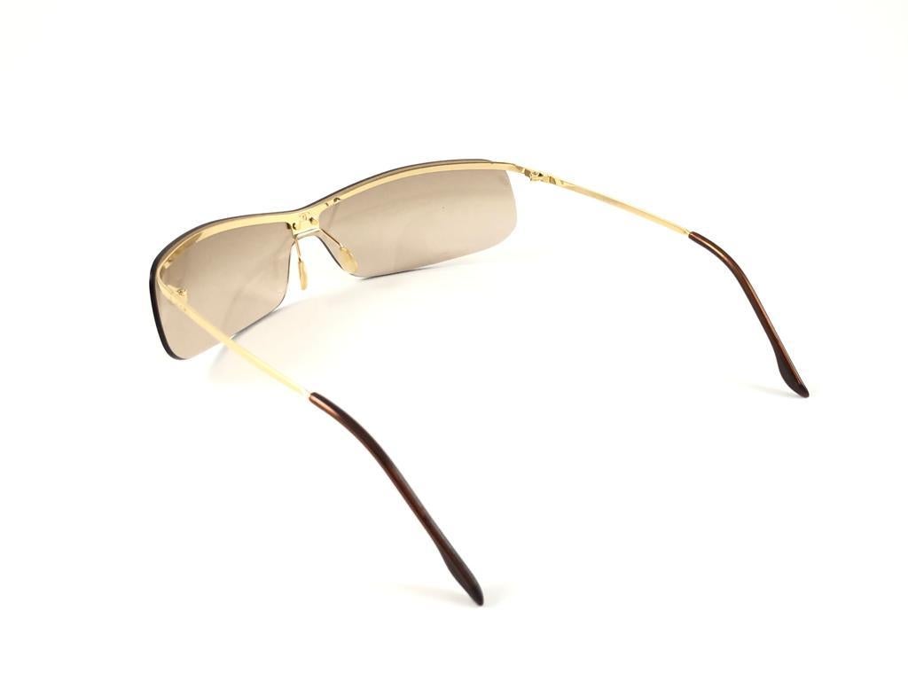 New Vintage Chanel 4043 Gold Half Frame Mono Lense Sunglasses Made In Italy Y2K For Sale 2