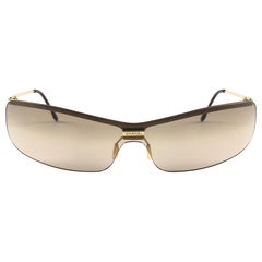 New Vintage Chanel 4043 Gold Half Frame Mono Lense Sunglasses Made In Italy Y2K