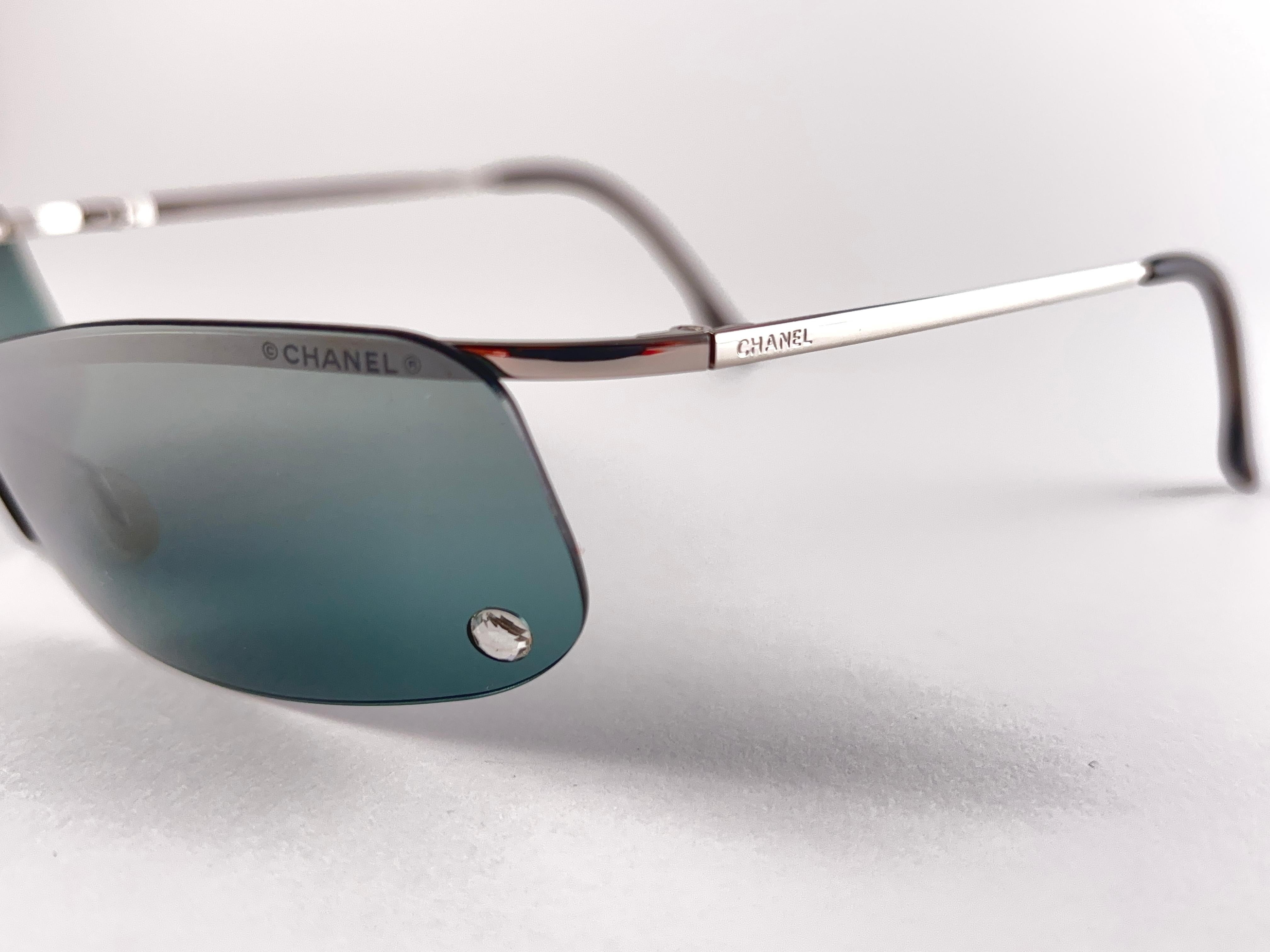 Gray New Vintage Chanel 4043 Rimless Frame Sunglasses Made In Italy Y2K