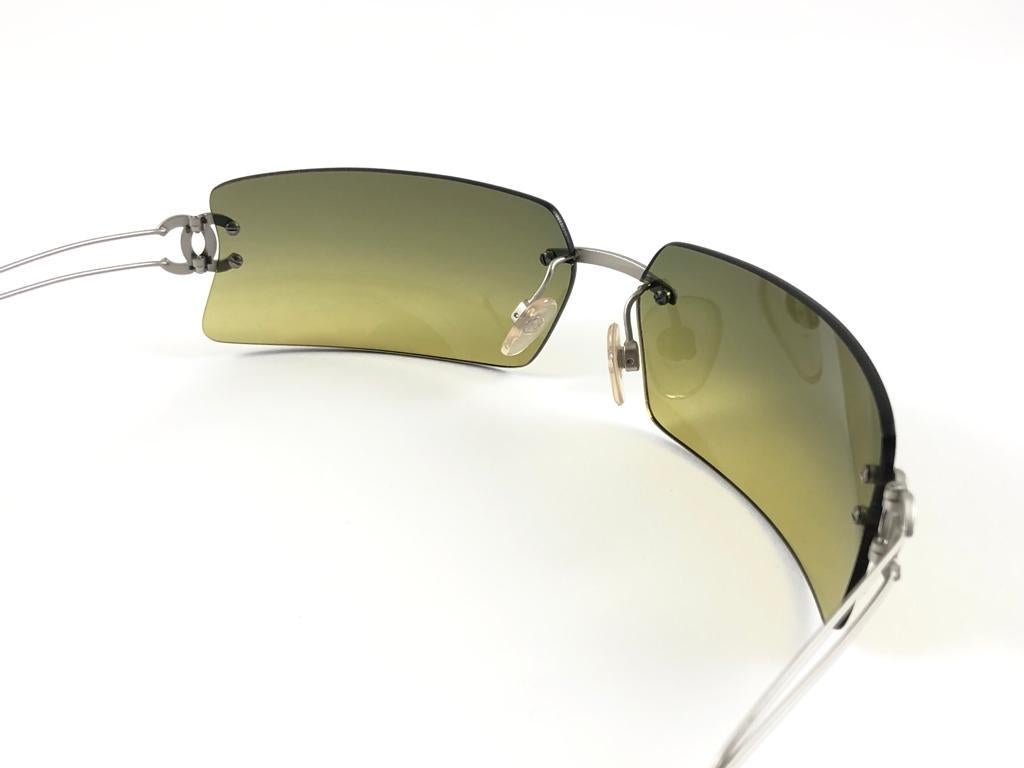 New Vintage Chanel 4051 Rimless Gradient Lenses Sunglasses Made In Italy Y2K For Sale 6