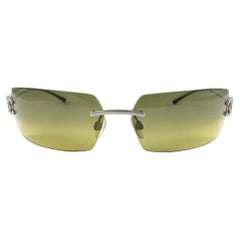 CHANEL Teal Blue Gradient Lens Crystal Rhinestone CC Rimless Sunglasses  4017-D at 1stDibs