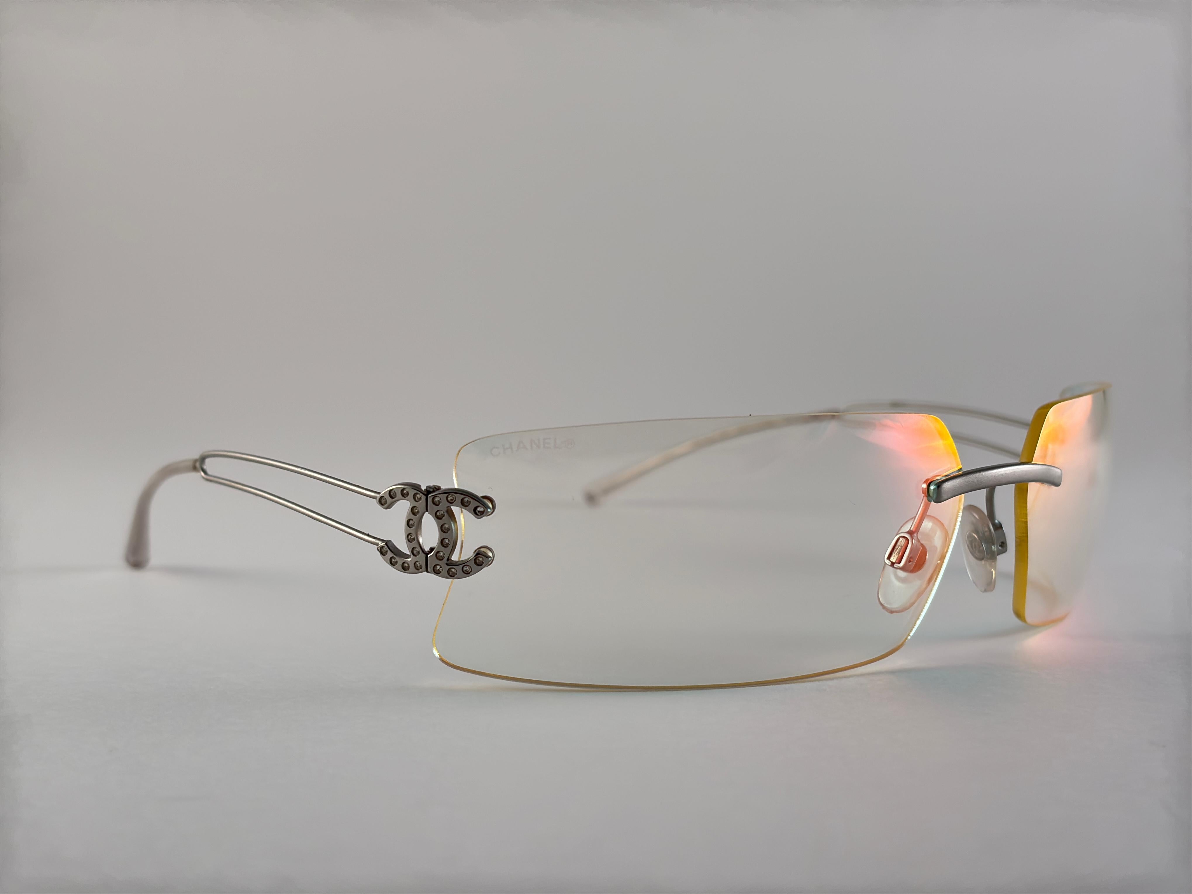 Nuevo Vintage Chanel 4051 Gafas de sol con montura de strass sin montura Made In Italy Y2K en venta 2