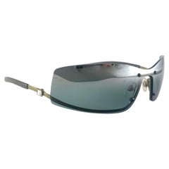 New Vintage Chanel 4066 Black Matte Half Frame Sunglasses Made In Italy Y2K