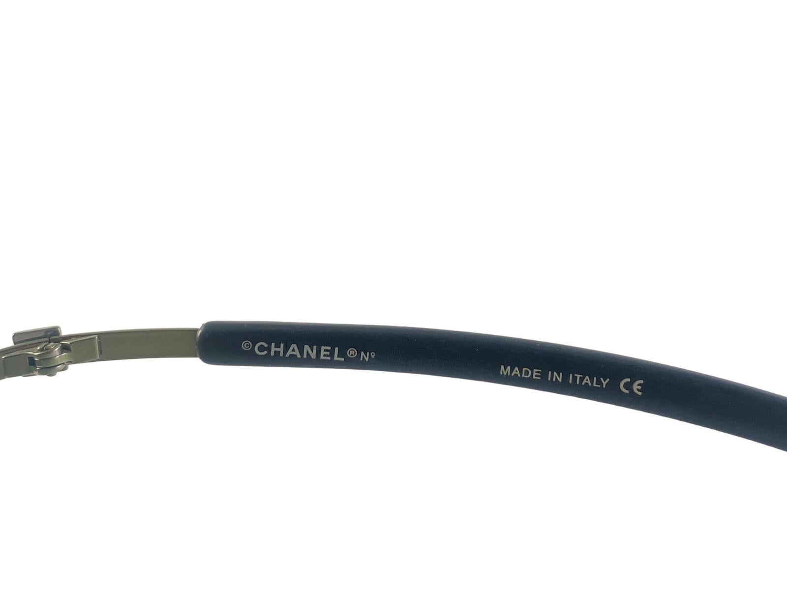 Women's New Vintage Chanel 4066 Black Matte Half Frame Sunglasses Made In Italy Y2K For Sale