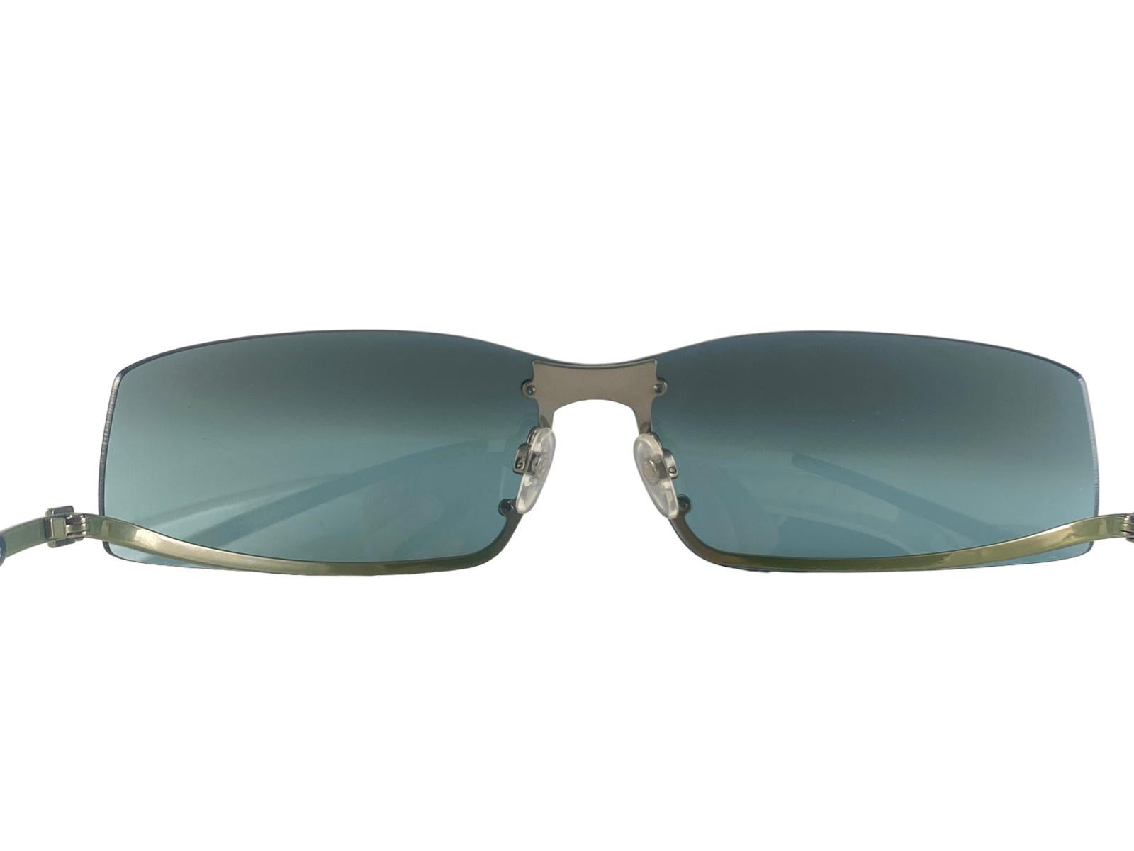 New Vintage Chanel 4066 Black Matte Half Frame Sunglasses Made In Italy Y2K For Sale 1