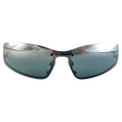 New Vintage Chanel 4066 Black Matte Half Frame Sunglasses Made In Italy Y2K