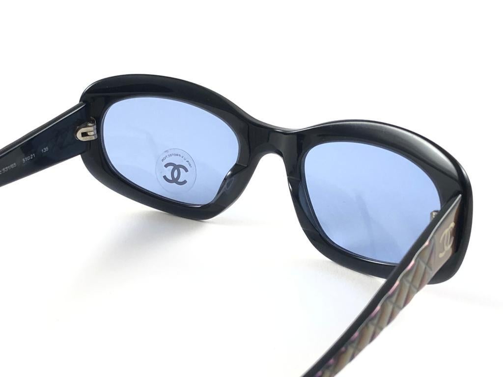 New Vintage Chanel 5009 Iridescent Frame Blue Lense Sunglasses Made In Italy Y2K For Sale 4