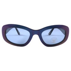 Neu Vintage Chanel 5009 schillernde blaue Lense-Sonnenbrille mit Rahmen, hergestellt in Italien Y2K