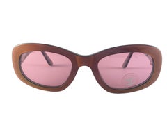 New Vintage Chanel 5009 Iridescent Frame Rose Lense Sunglasses Made In Italy Y2K