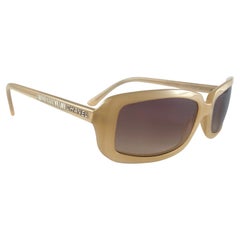 New Vintage Chanel 5098 Beige  Frame Brown Lens Sunglasses Made In Italy Y2K